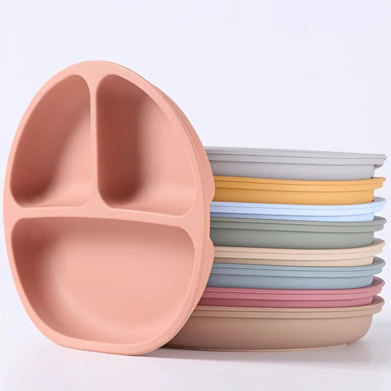 Silicone Tableware Children's Dinner Plate Divided Dinner Plate Auxiliary Training Tableware Set Snack Bowl