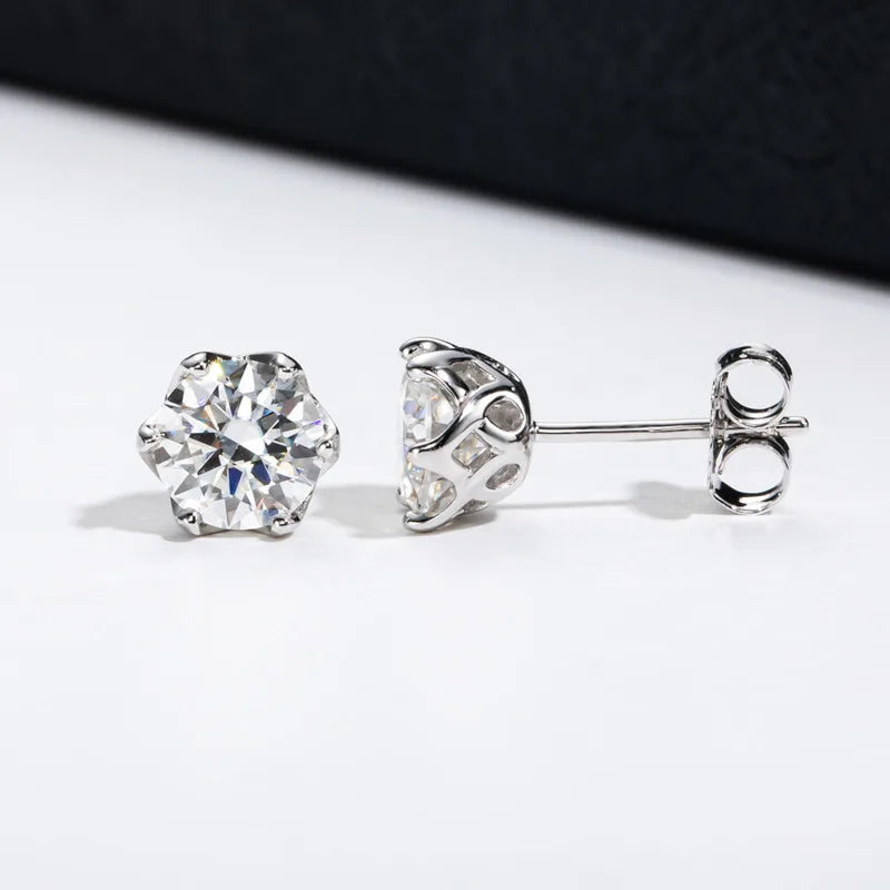 JoyceJelly 1/2/4CT VVS D Color Moissanite Russian Cut 8H8A Lab Diamond Stud Earrings For Women S925 Sterling Silver Fine Jewelry