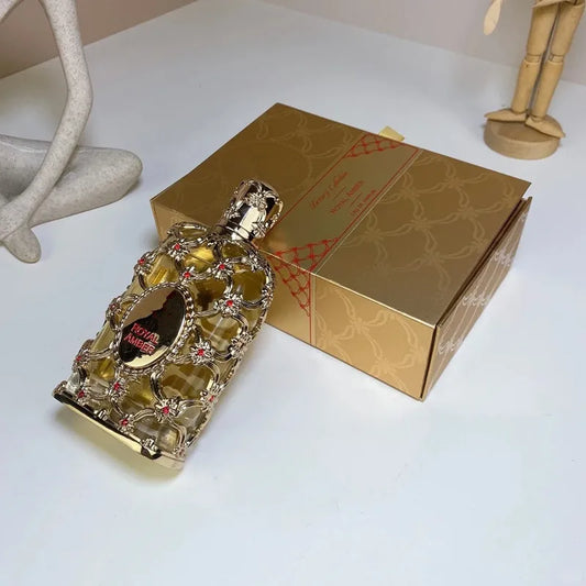 عطر بخاخ للجسم رويال أمبر فيلفيت جولد عود زعفران، 100 مل، عطر يدوم طويلاً، يغطي الروائح، عطر عالي الجودة