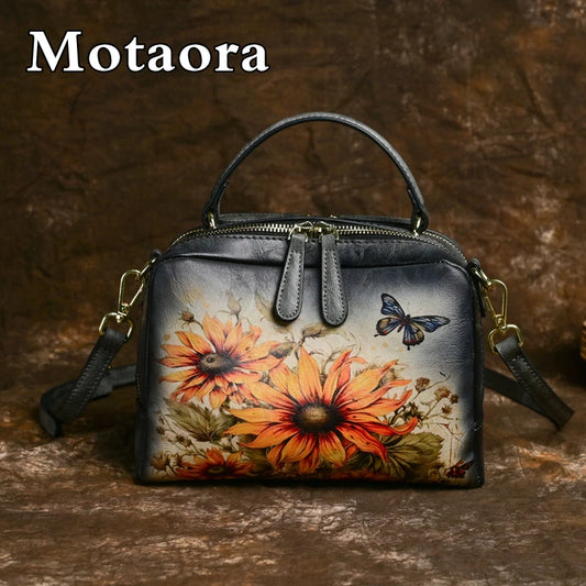 MOTAORA New 2025 Women's Shoulder Bag Small Crossbody Square Bags Colored Female Leather Handbag Vintage Luxury Ladies Handbags