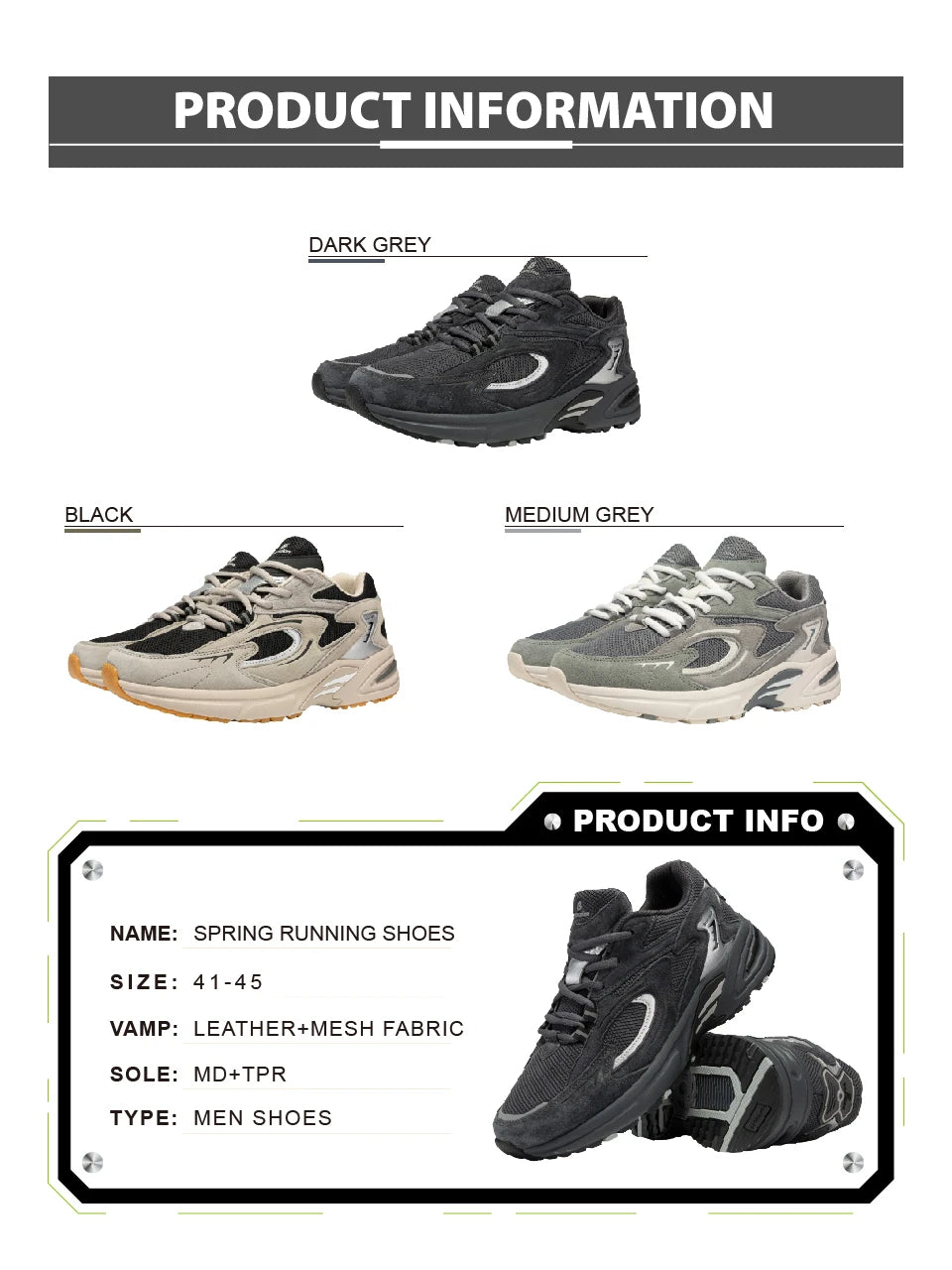 Baaslpoa New Men's Running Shoes Casual Mesh Fabric Breathable Non-Slip Walking Shoes Male Outdoor Basketball Sports Shoes