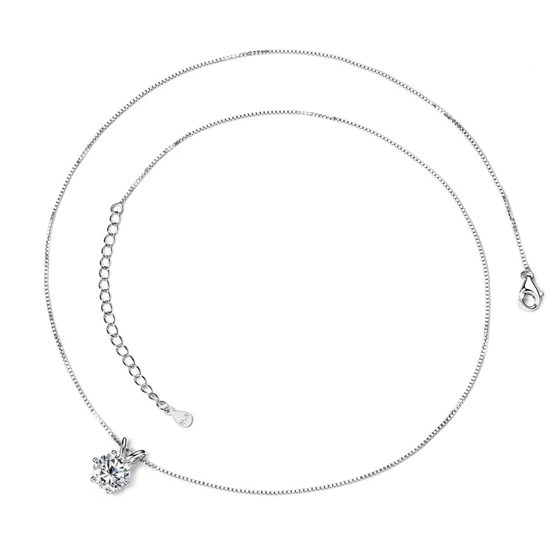 Lnngy 925 Sterling Silver Earring Necklace Certified GRA 0.5ct-3ct Solitaire Moissanite Pendant Necklace Earrings Jewelry Set