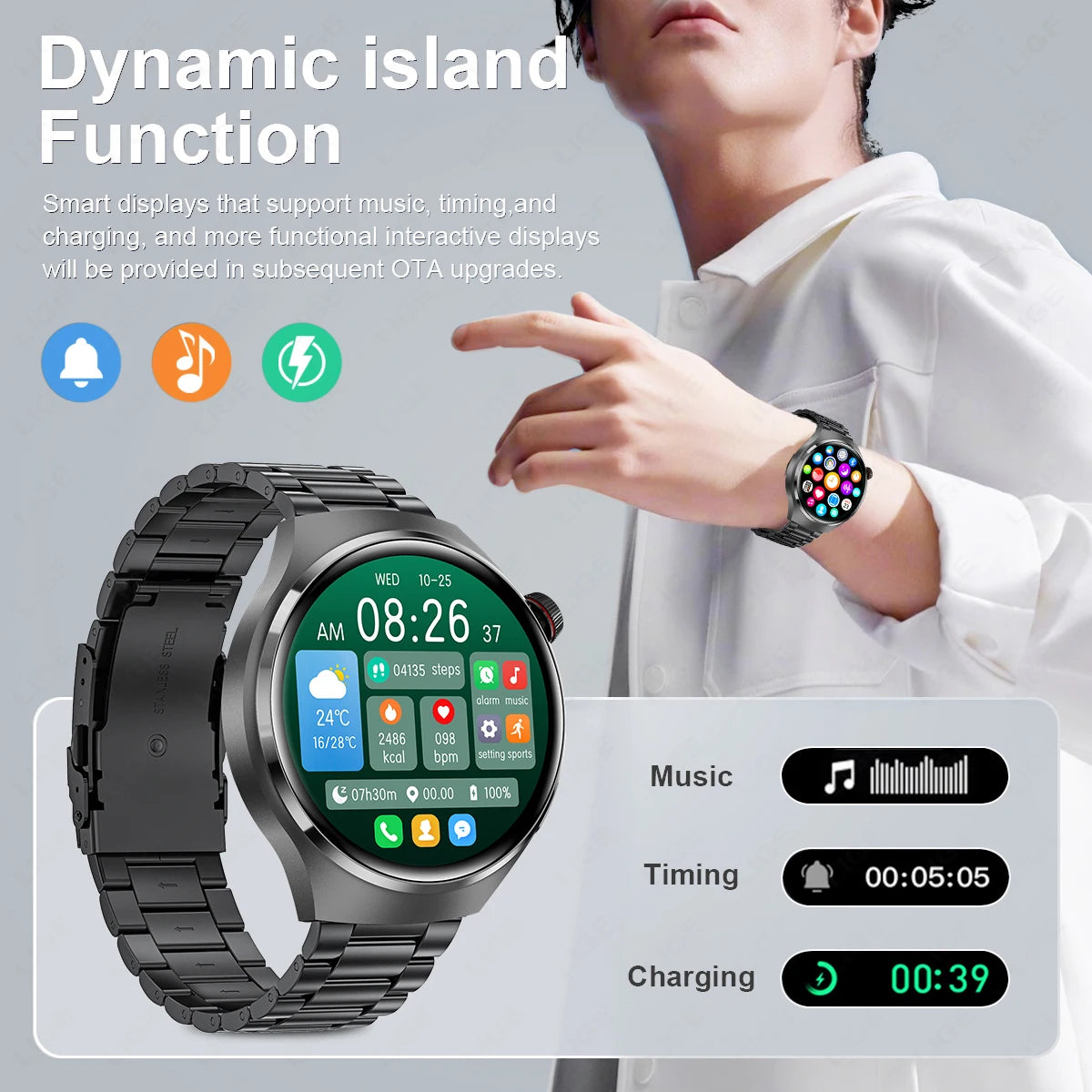 LIGE New Smart Watch Men 1.52 inch Full touch Screen  Bluetooth Call Heart Rate Waterproof Men SmartWatch For GPS Sport Tracker