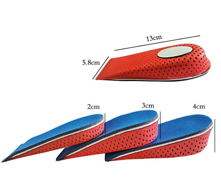 1 Pair Shoe Insoles Breathable Half Insole Heighten Heel Insert Sports Shoes Pad Cushion Unisex 2-4cm Height Increase Insoles