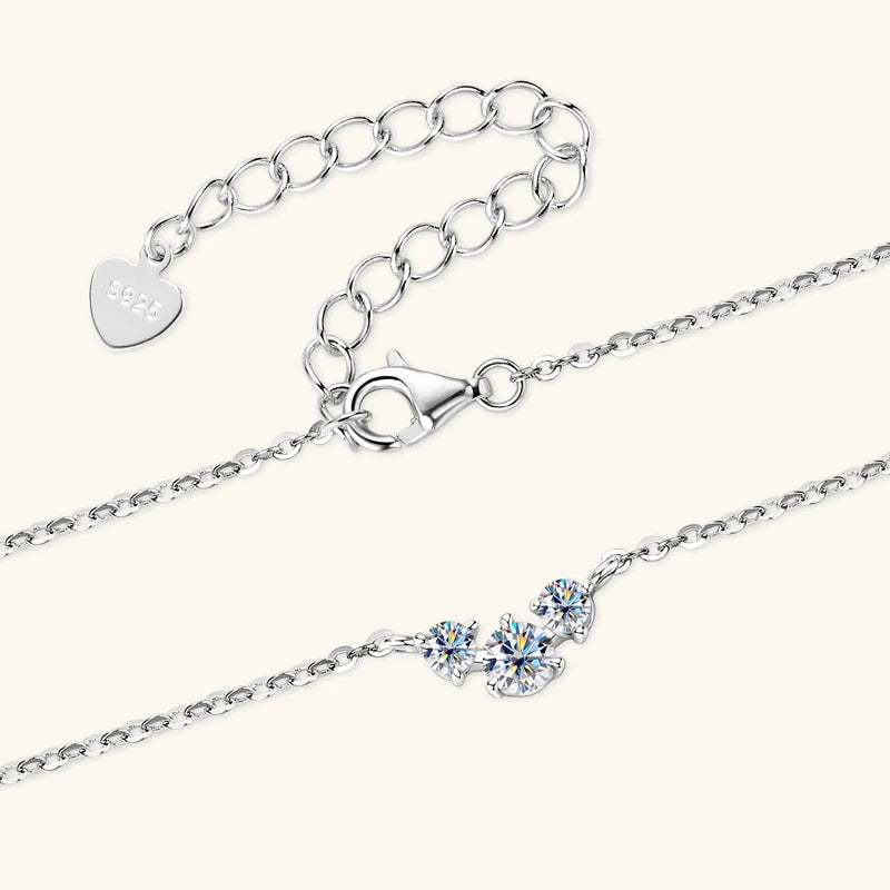 Lnngy Certified GRA Three Stone Moissanite Necklace Ring 925 Sterling Silver Jewelry Set For Women Wedding Engagement Rings Gift
