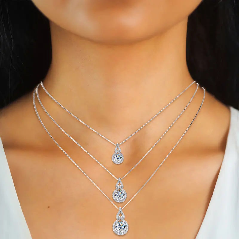 Lnngy Test GRA Passed 1ct/2ct/3ct Moissanite Necklace 925 Sterling Silver Gourd Shaped Pendant Necklaces For Women 2025 Jewelry