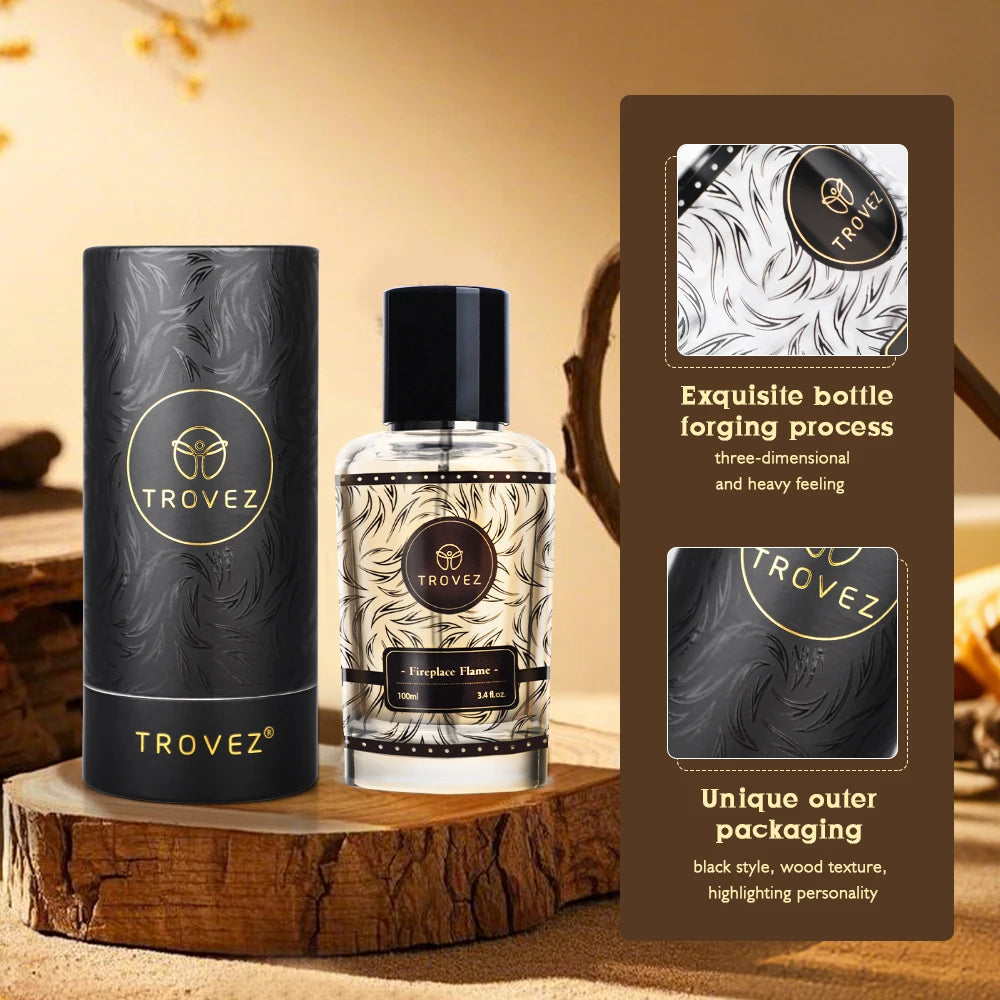 TROVEZ Fireplace Flame 100ml Perfume Arab Wood Tone Long-lasting Fragrance Unisex Perfume Body Spray Scent Gifts Aroma Men Women