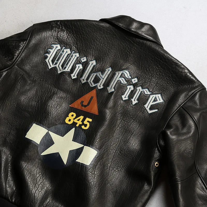 Wildfire 845 Bomber Pilot Clothing Genuine Leather Jacket Men's US Size Italian Sheepskin Foam Leather Flight Suit fur clothings