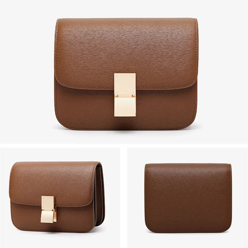 Women Shoulder Bag Female Split Leather Ins Vintage Messenger Lady Small Square Palm Texture Printing Box Flap Underarm Bag 2022