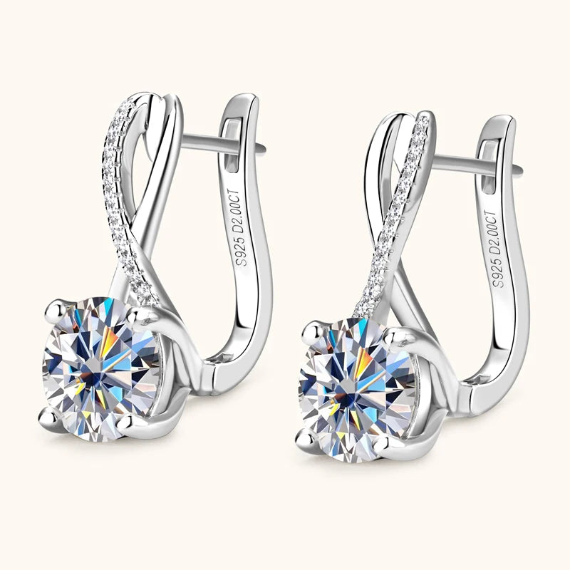 Lnngy ohrringe silber 925 Sterling Silver Hoop Earring GRA Certified 8MM 2ct Moissanite Infinity Earring For Women Daily Jewelry