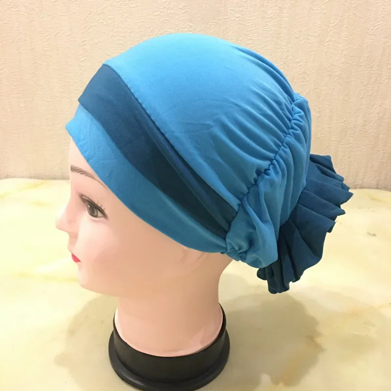 Casual Headdress Big Flower Headscarf Muslim Woman Hair Loss Cap Islamic Baotou Chemo Hat Color Matching Hats Headwear