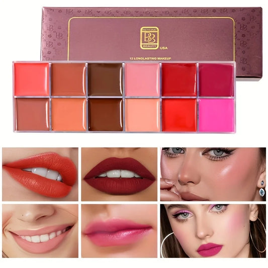12 Color Lip Gloss Palette Makeup Moisturizing Lipstick Palette, Makeup And Cosmetic For Women Valentine's Day Gifts