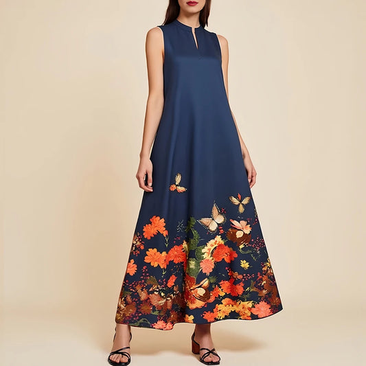Rafiah Women's Dresses Summer Elegant Fashion 2025 Butterfly Print Sleeveless V-Neck Midi Sweet Dating Dresses 0
