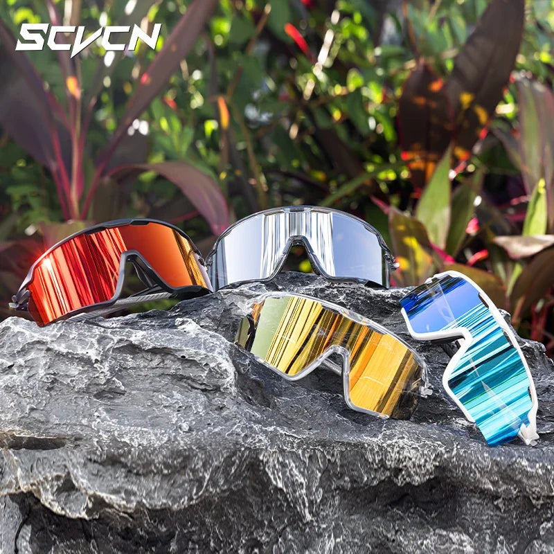 Scvcn Cycling Sunglasses for Men Glasses UV400 Bicycle Goggles Mountain Road Bike Eyewear Multi Colors Running Hiking Driving