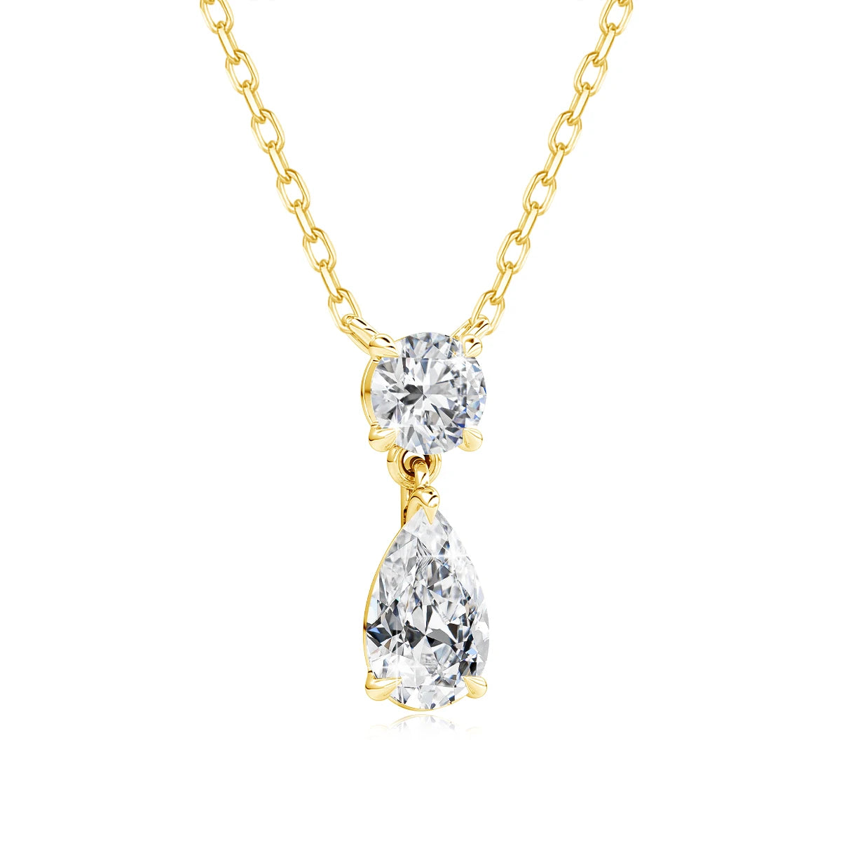 4ctw Pear Teardrop Cut Moissanite Diamond Pendant Necklace D Color GRA Certified 925 Silver Plated 18k Gold Jewelry for Women