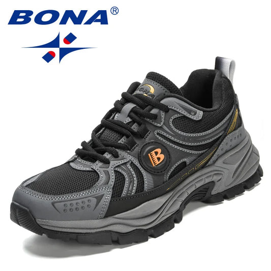 أحذية ركض شبكية جلدية جديدة من BONA للرجال، أحذية جري قابلة للتنفس، أحذية رياضية للمشي، أحذية رياضية رياضية