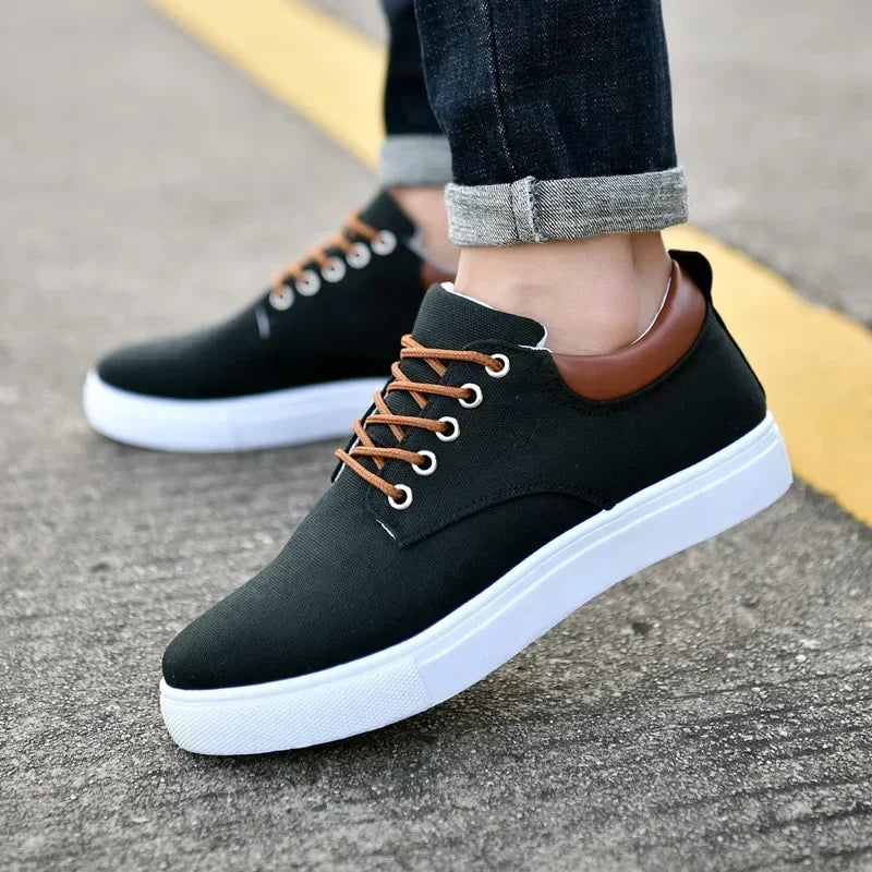 Men Shoes Canvas Sneakers Flats Lace up Leisure Loafers Fashion Comfort Rubber Sole Non Slip Sneakers 45 45 47 48 Large Size