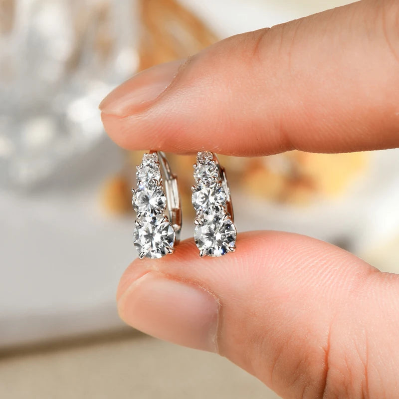 Lnngy Certified Moissanite Hoop Earrings 925 Sterling Silver 4 Stone Circle Earring For Women Ear Jewelry Pendientes Oorbellen