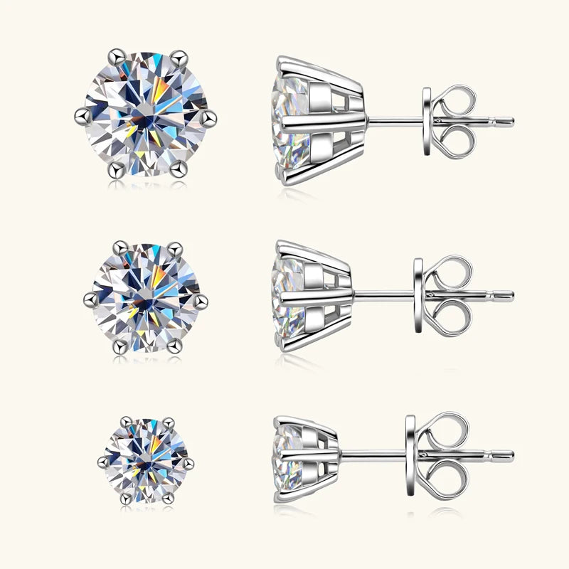 Lnngy 925 Sterling Silver Earring Necklace Certified GRA 0.5ct-3ct Solitaire Moissanite Pendant Necklace Earrings Jewelry Set