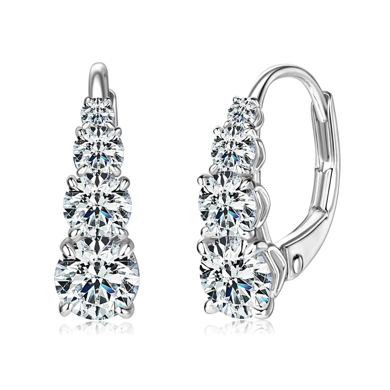 Lnngy Certified Moissanite Hoop Earrings 925 Sterling Silver 4 Stone Circle Earring For Women Ear Jewelry Pendientes Oorbellen