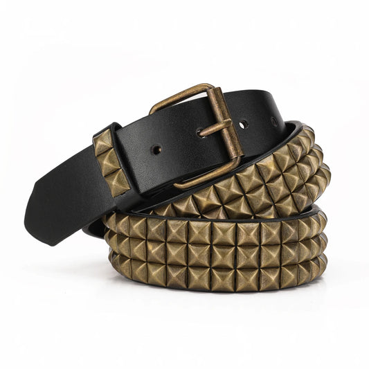 A unique, fashionable and trendy hand-rivet Gothic-style pin-buckle PU belt suitable for men, women and teenagers