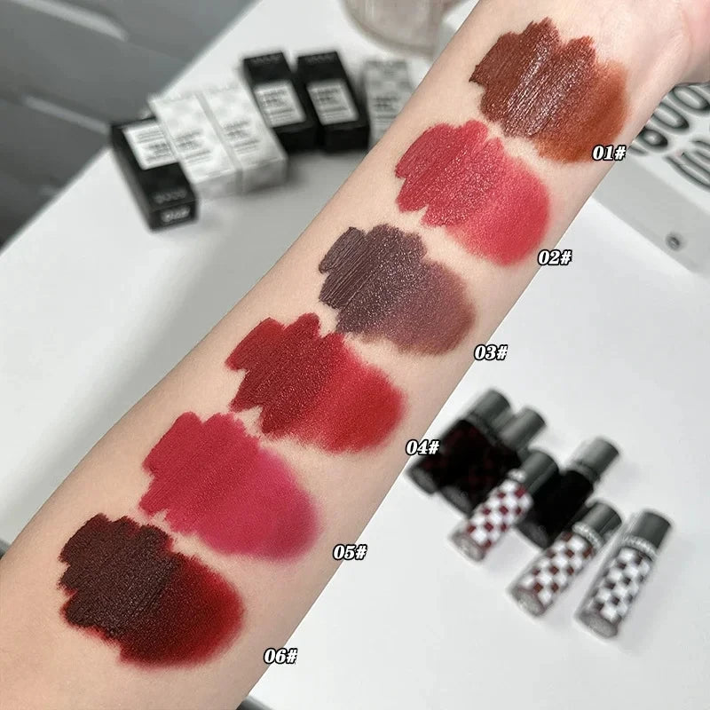 Punk Dark Red Lip Gloss Waterproof Lasting Matte Lipstick Smoky Nude Purple Matte Lipstick Natural Chocolates Lip Tint Makeup