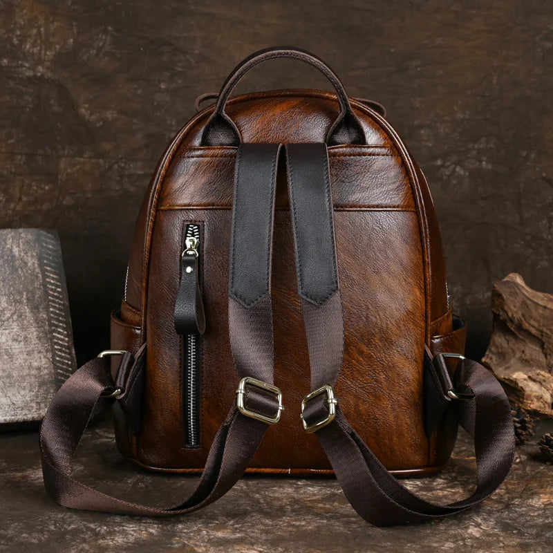 MOTAORA 2025 New Retro Backpacks For Women Bags Designer Hand-painted Genuine Leather Luxury Girls School Backpack Woman Bagpack