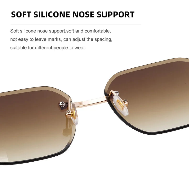 Vintage Square Rimless Sunglasses – 2025 Luxury UV400 Anti-Blue Light Eyewear for Men