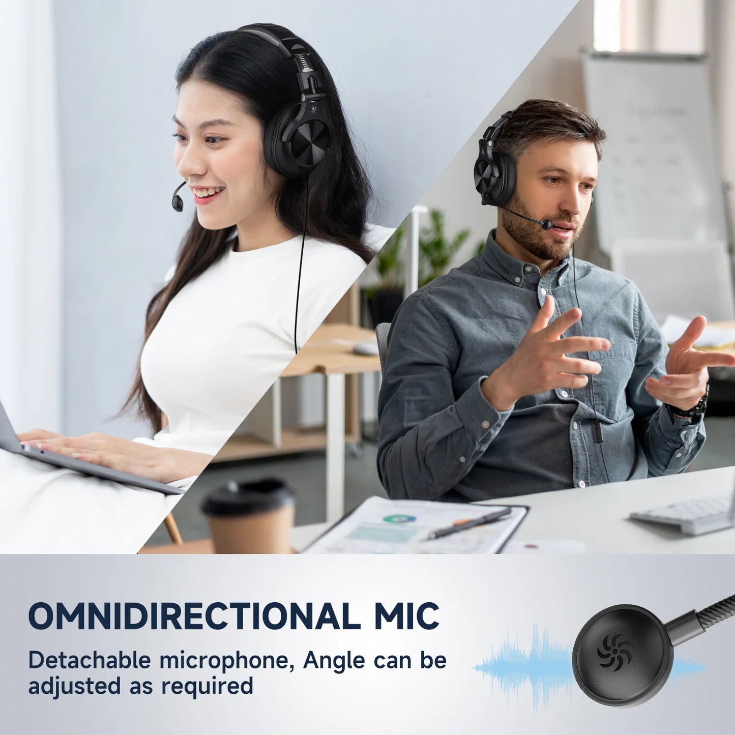 Oneodio A71D Computer Gaming Headset With Detachable Microphone Wired Over Ear Call Center Headphones For PC Skype Office Gamer