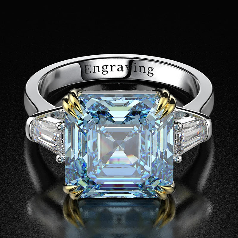 925 Sterling Silver Square Gemstone Ring – Citrine & Zircon Wedding/Engagement Design