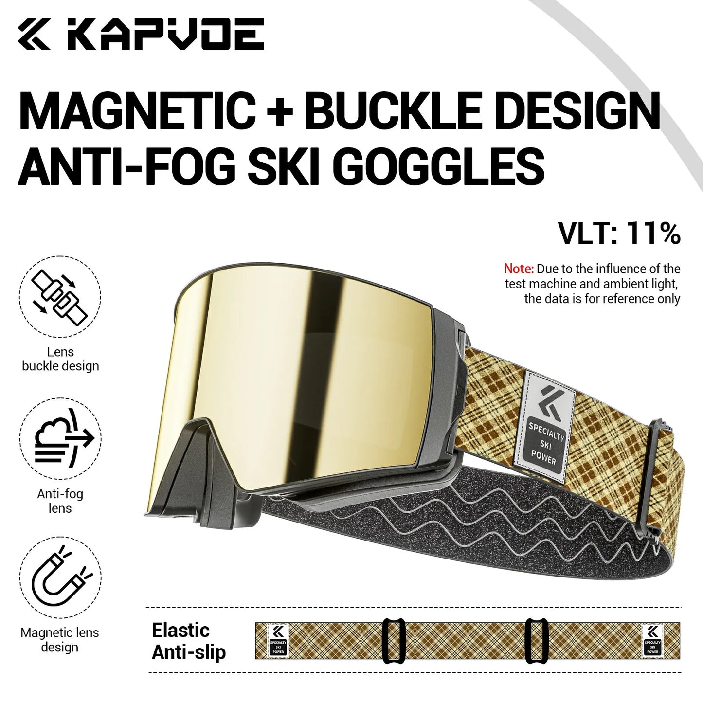 KAPVOE Photochromic Ski Snowboard Mask Goggle Men UV400 Protection Women Glasses Magnetic Attraction Anti-Fog Skiing Goggles
