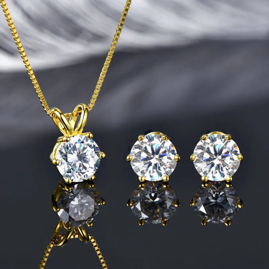 Classic 3.0cttw. D Round Moissanite Pendant Necklace Earrings Set for Women Couples Men s925 Silver Jewelry Sets GRA Certificate