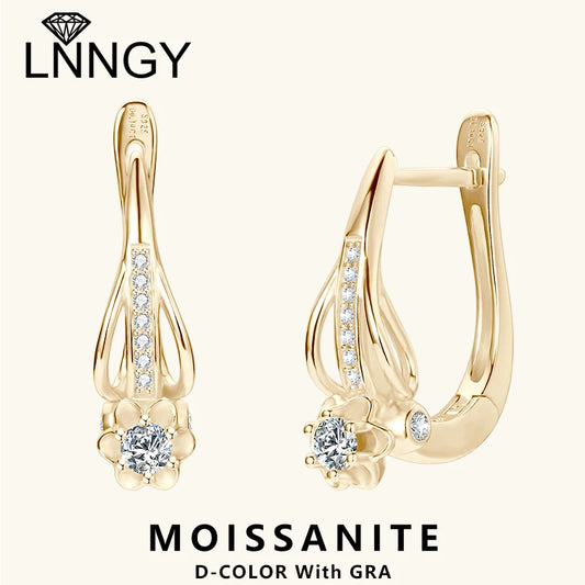 Lnngy Brilliant 3mm Infinity Moissanite Earring oorbellen zilver 925 Sterling Silver Hoop Earrings For Women Wedding Jewelry