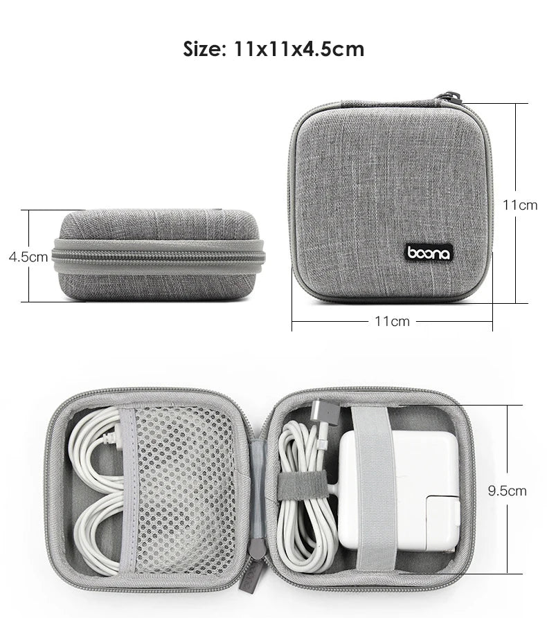 Portable Mini Hard Shell Digital Gadgets Storage Bag Artificial Leather Earphone Charger Case Data Cable U Disk Organizer