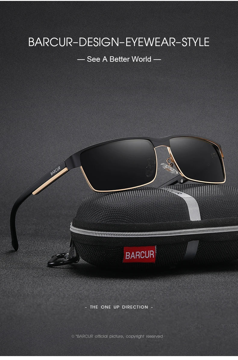 BARCUR Original Rectangle Business Sunglasses for Men Driving Hiking Sports Sun Glasses for Women Fashion Shades Oculos De Sol