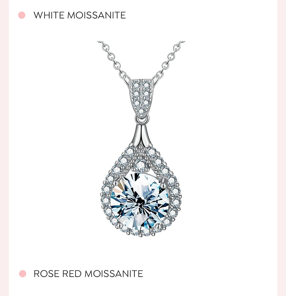 GRA Luxury 5CT D Color Moissanite Diamond Water Drop Necklace for Woman 925 Sterling Silver Chain with Certificate Fine Jewelry