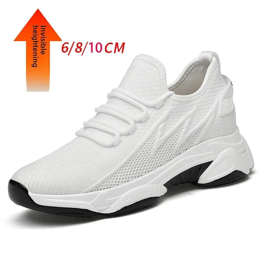 Invisible Heightening 8CM Men's Running Shoes Low Heel Soft Bottom Casual Sports Shoes Breathable Mesh Inner Lining EVA Insole
