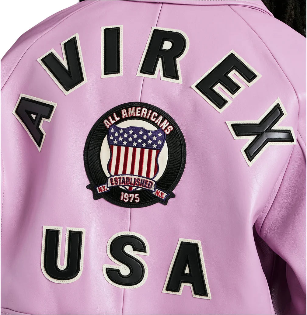 AVIREX Men's Genuine Leather Jacket French 1.5mm Thick Sheepskin High-grade Embroidery Brand Vintage Classic Baseball Coat tops