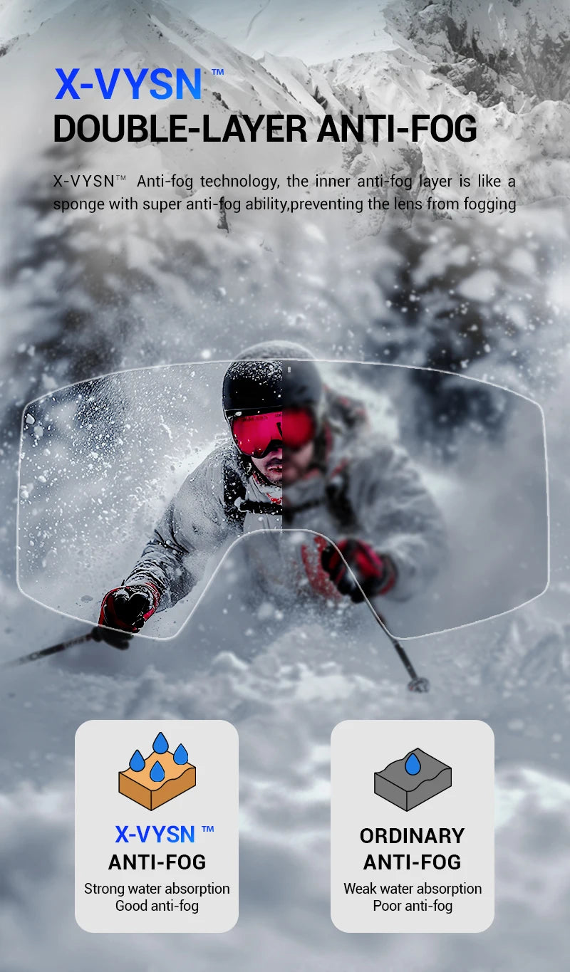 KAPVOE New Photochromic Outdoor Sport Ski Snowboard Goggle Men UV400 Protection Women Glasses Magnetic Attraction Skiing Goggles