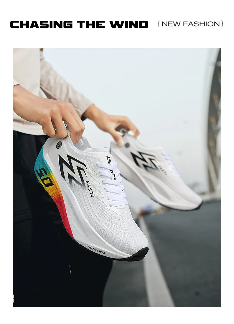 Men's Sports Shoes Cushioning Non-Slip Flat Wear Resistant Sneakers Mesh Breathable Platform Soft Running Shoes for Man