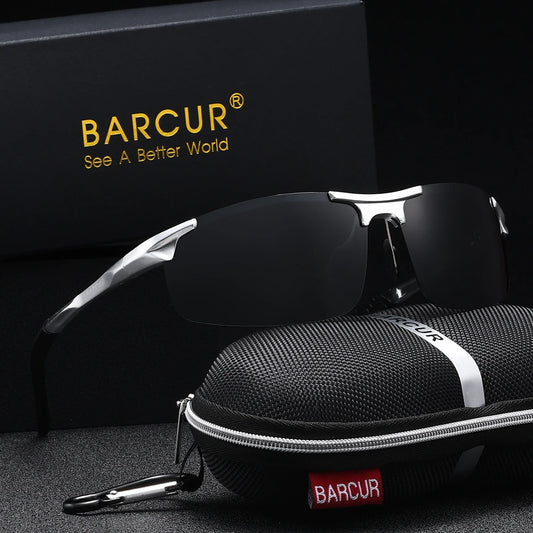 BARCUR Orange Fashion Polarized Sunglasses Aviation Aluminum Magnesium Alloy Metal Half Frame Glasses Men And Women Sunglasses