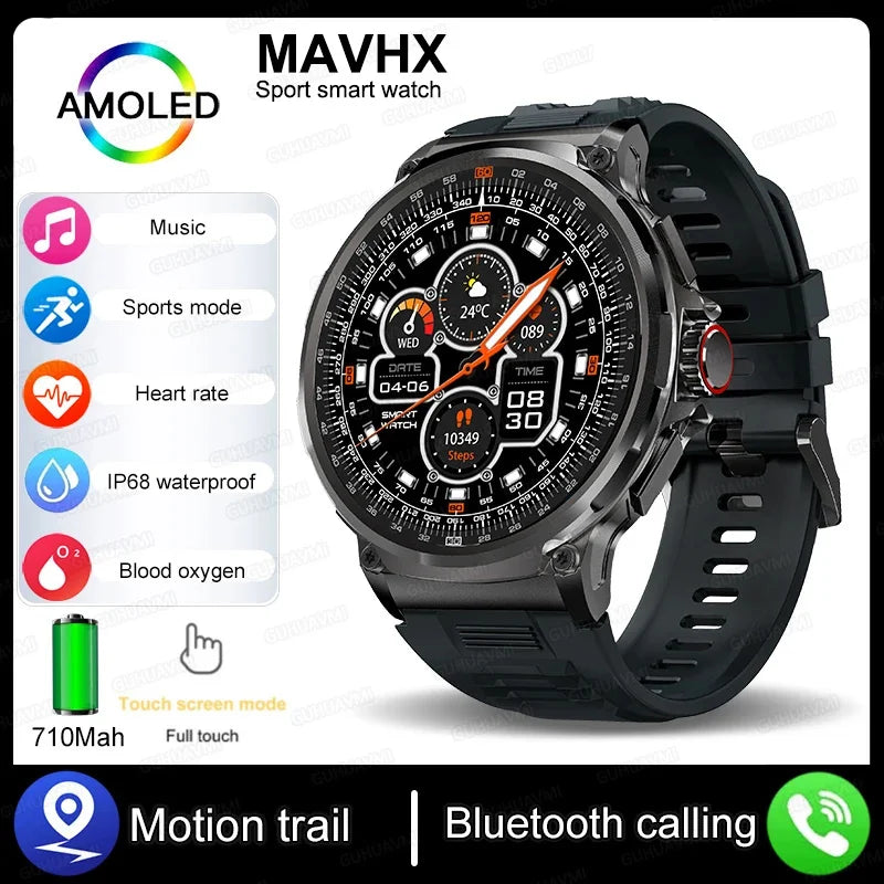 2025 New 1.85-Inch Ultra HD Smart Watch Men GPS Track Bluetooth Call 710 mAh Large Battery 400+Dial Smartwatch For Huawei Xiaomi