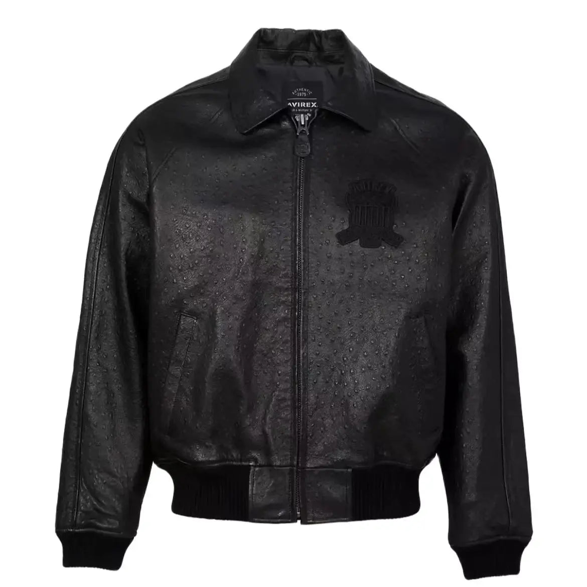 AVIREX 2024 new crocodile print French lambskin leather jacket loose large size XS-XXXL ostrich print men casual aviator coat