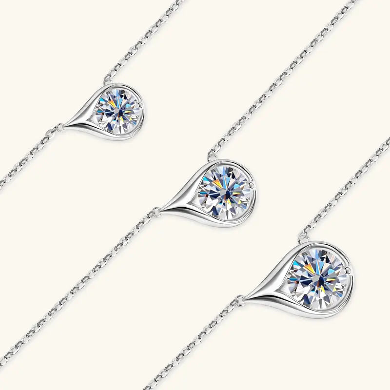 Lnngy Certified GRA 6.5mm/8mm/9mm Moissanite Necklace 925 Sterling Silver Waterdrop Pendant Necklaces For Women Neck Jewellry
