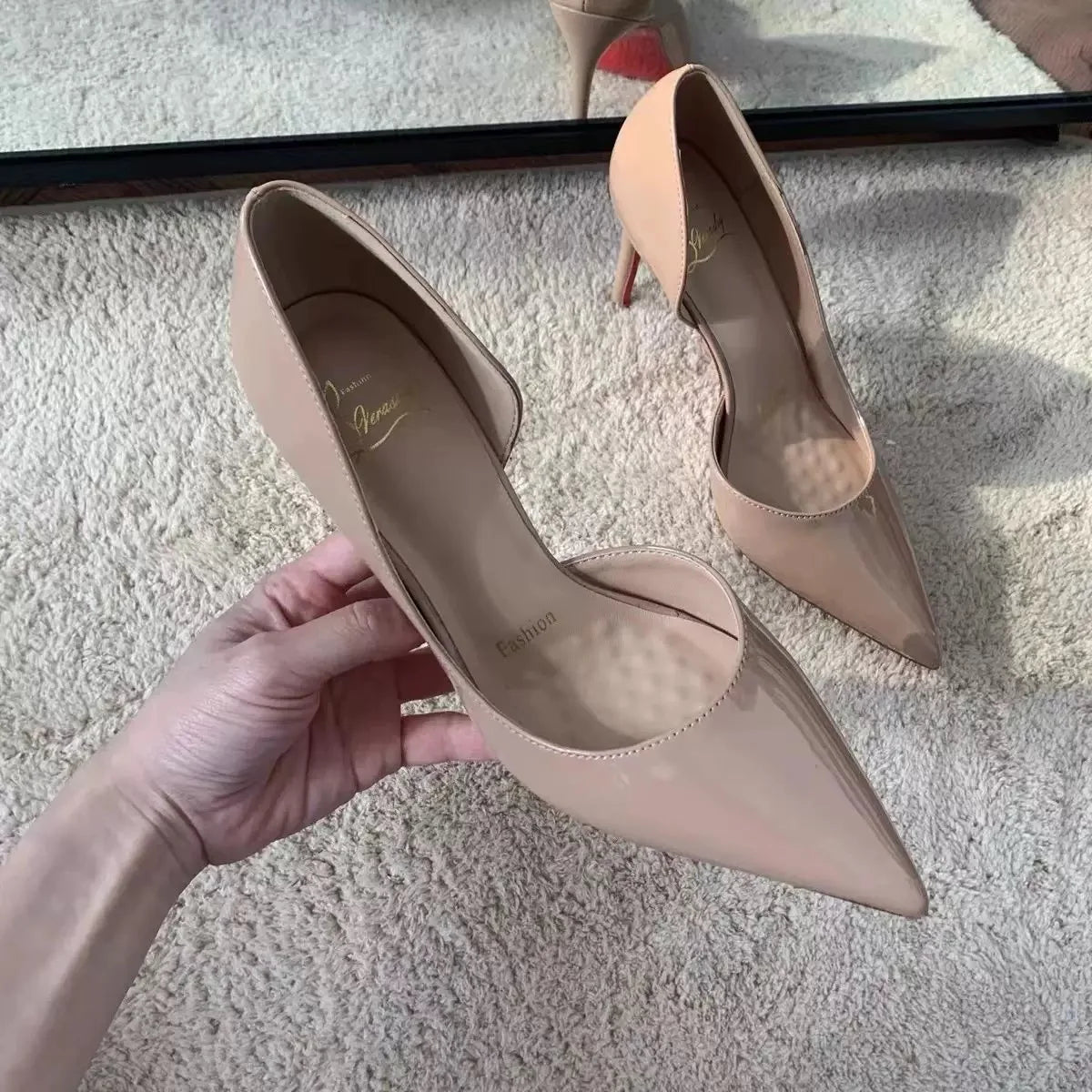 Women's heels 2025 Leather Luxury Pumps Red Bottom High Heels Pointed Toe High Heels Elegant Stiletto Party Ladies Shoes Woman