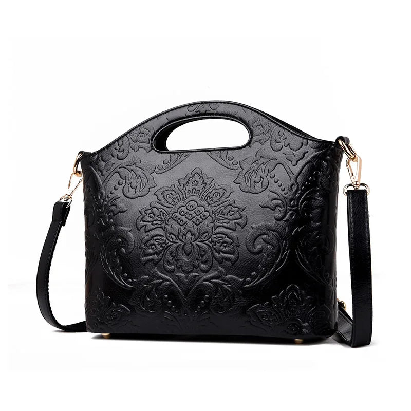 MOTAORA Women Leather Shouder Bag 2025 New High Quality Chinese Style Tote Bags Vintage Embossed Handbag Floral Retro Bag Ladies