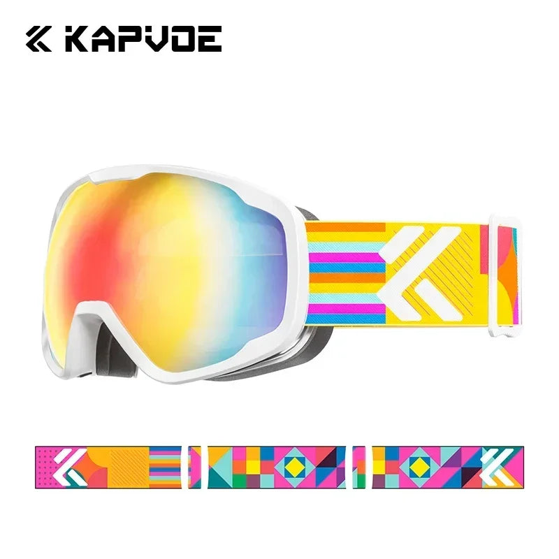 Kapvoe Kids Snow Goggles Skiing Sunglasses Professional Anti-fog Child Snowboard Goggles Double UV400 Kids Mask Glasses