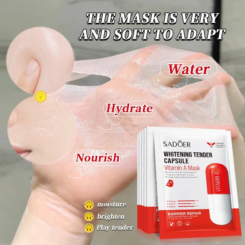 10PCS Vitamin A Anti Oxidation Capsule red Facial Mask Even Smooth Skin Tone, Moisturizing Delicate Skin Care Improve roughness