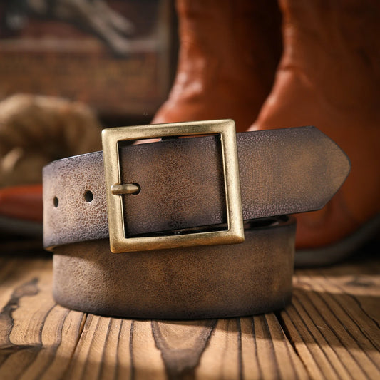 A casual and retro belt, a waist accessory for Western-style clothing, metal buckle, PU belt, suitable for both men and women