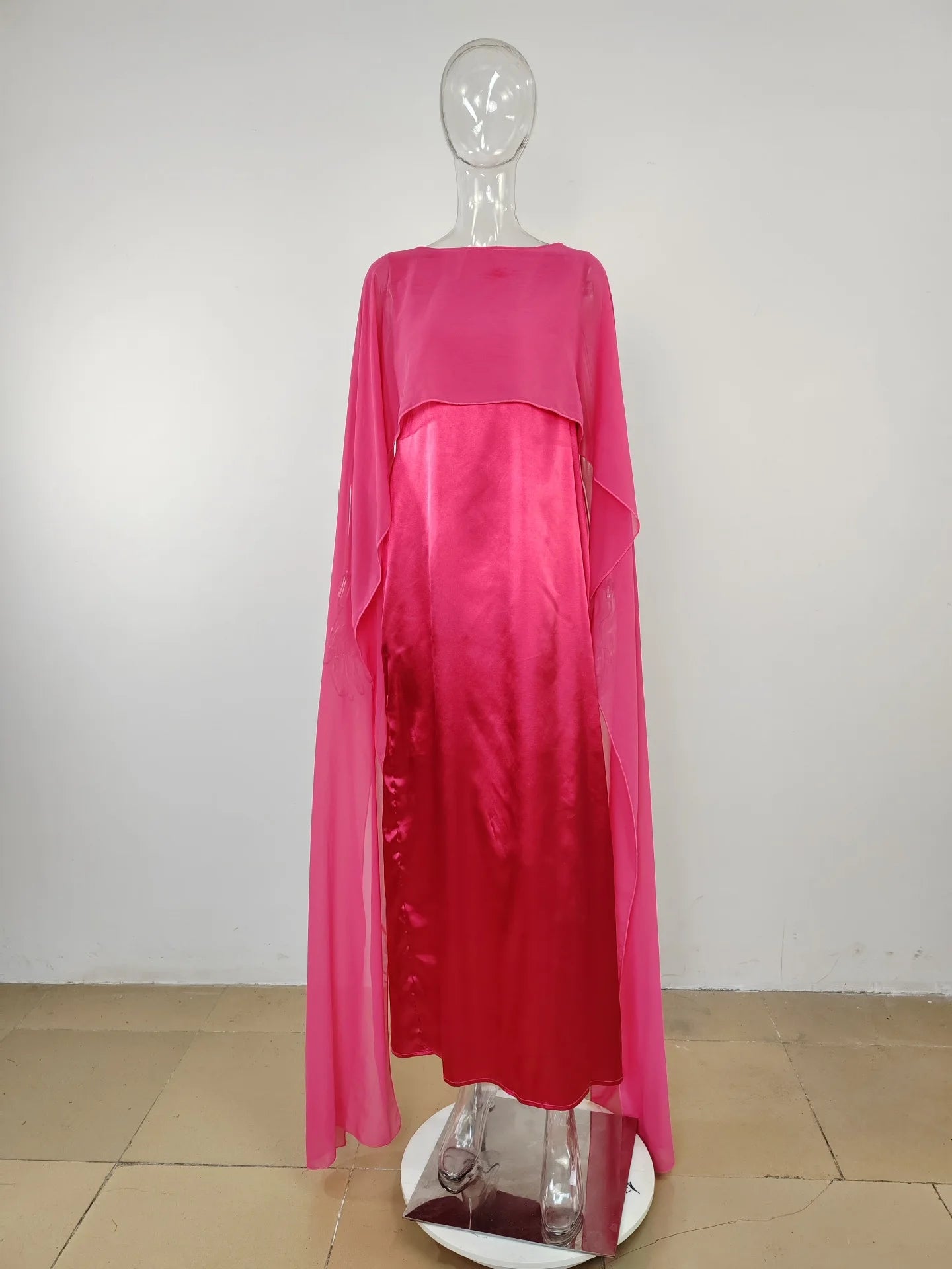 Women Dress Long Dresses Solid Round Neck Full Sleeve Casual Regular Loose Fit Elegant Splice High Waist Vestidos